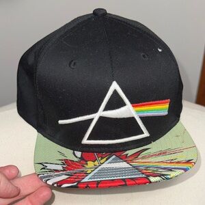 Pink Floyd Black Cap with Rainbow and Red Design